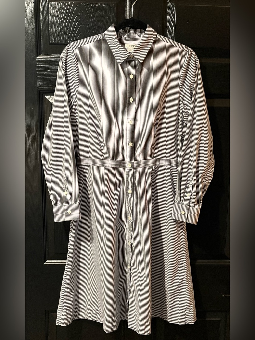 Vuntage J By J. Crew Navy and White Pinstripe Button-Front Shirt Dress